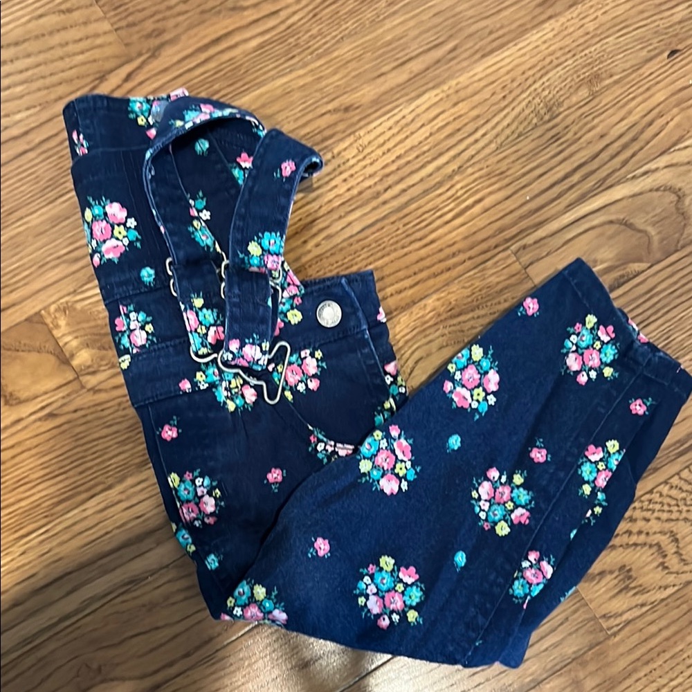 Floral Denim Overalls